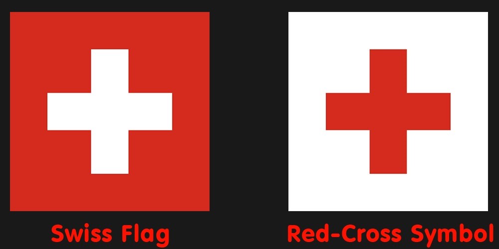 Cross support. Blue Flag with Red Cross.