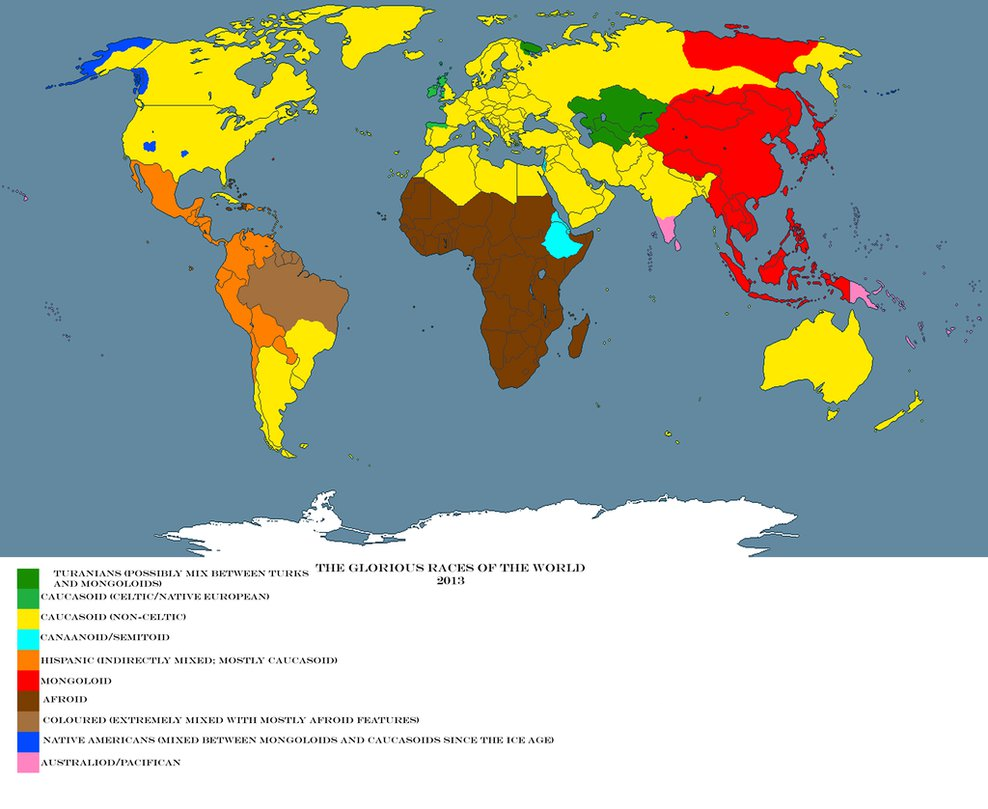 Карта распространения блондинов в мире